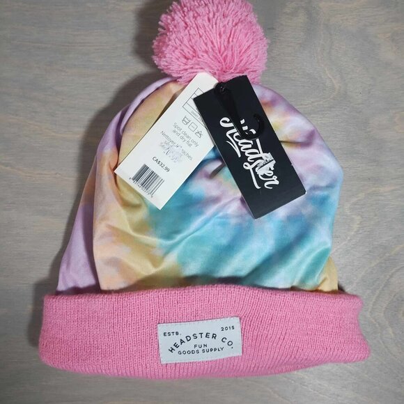 Headstar Co NWT rainbow toque pompom pink comfortable size medium kids - Picture 2 of 6